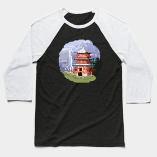 Temple Pixel Art Baseball T-Shirt